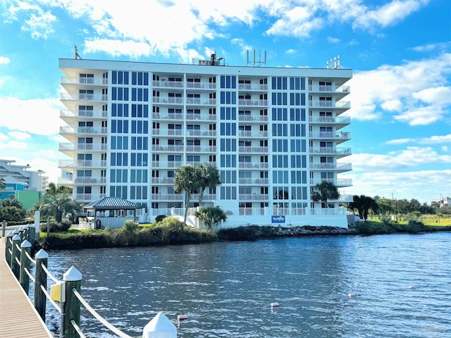 water view featuring a gazebo