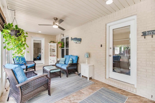 905 Shadow Ridge Dr, Pensacola, FL 32514 - wooden terrace featuring an outdoor hangout area and a ceiling fan