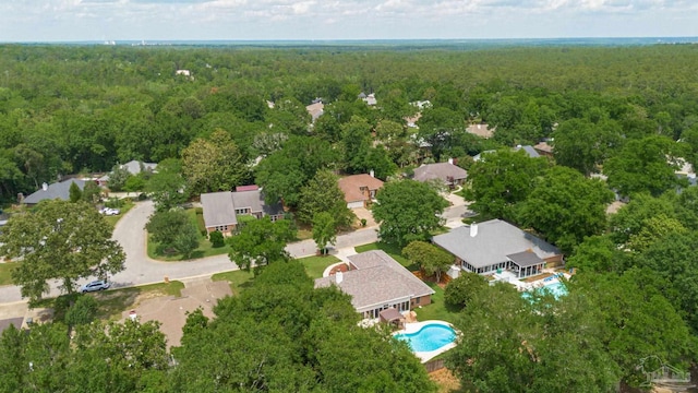 905 Shadow Ridge Dr, Pensacola, FL 32514 - aerial view of property and surrounding area featuring a forest, a pool area, and nearby suburban area