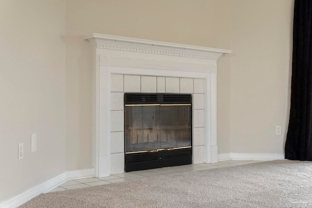1978 Coral Reef Rd, Pensacola, FL 32506 - detailed view of a tile fireplace, carpet floors, and baseboards