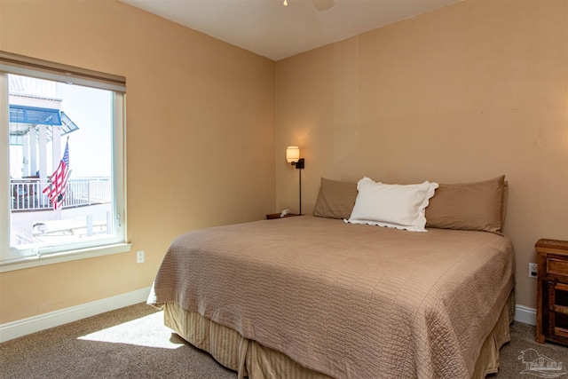 bedroom with carpet and ceiling fan