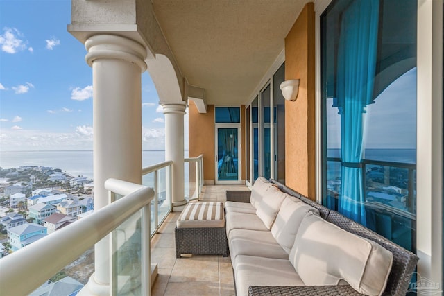 balcony with a water view