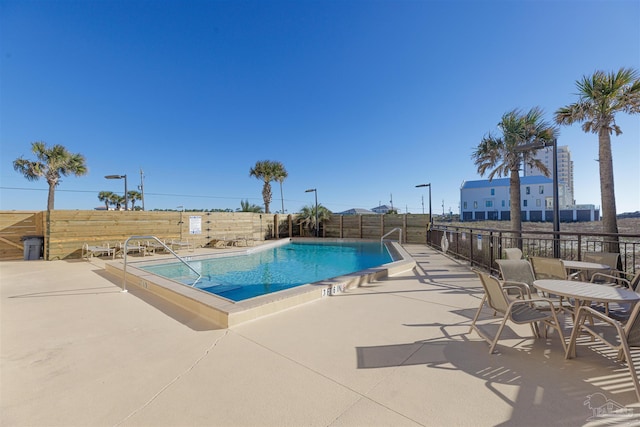 pool featuring a patio area and a fenced backyard