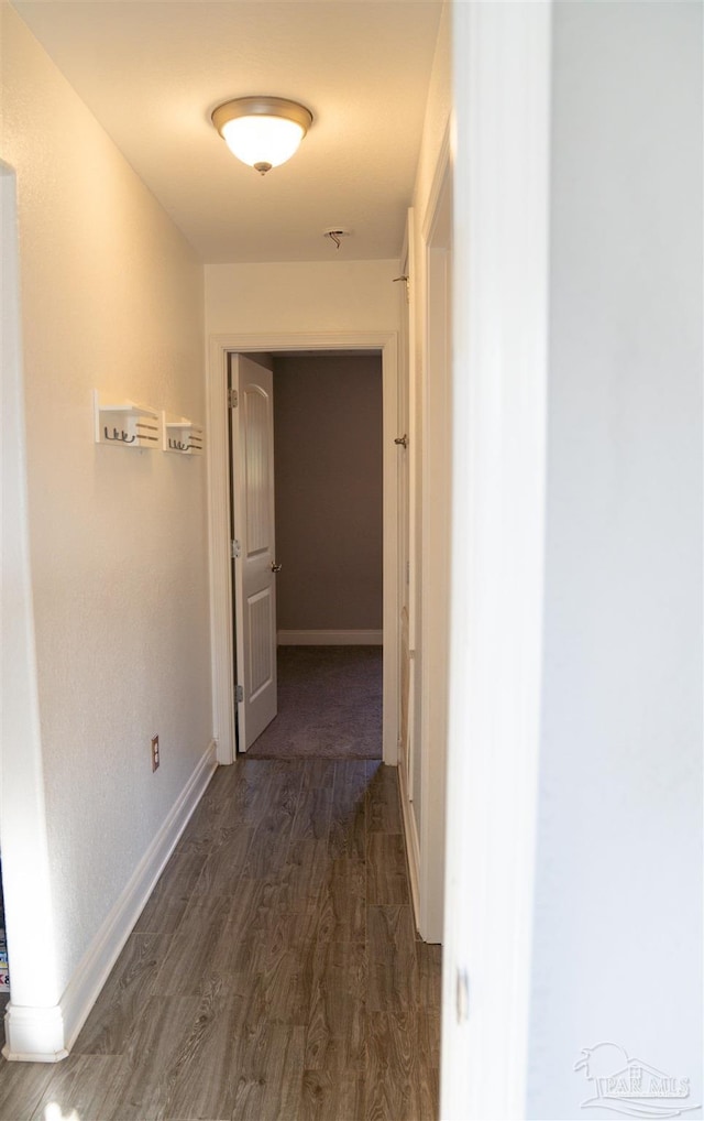 hallway featuring dark hardwood / wood-style flooring