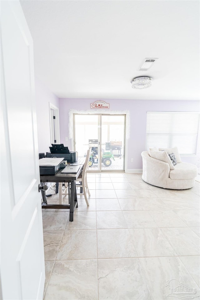 view of tiled dining area