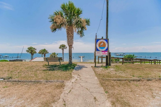 view of community featuring a water view