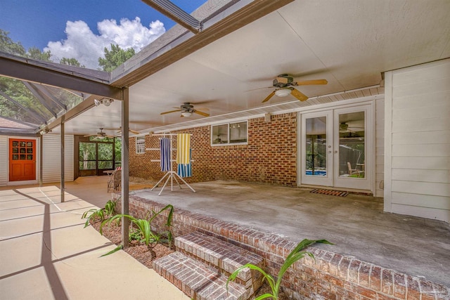 1213 Tecumseh Pl, Pensacola, FL 32514 - view of patio with a ceiling fan and french doors