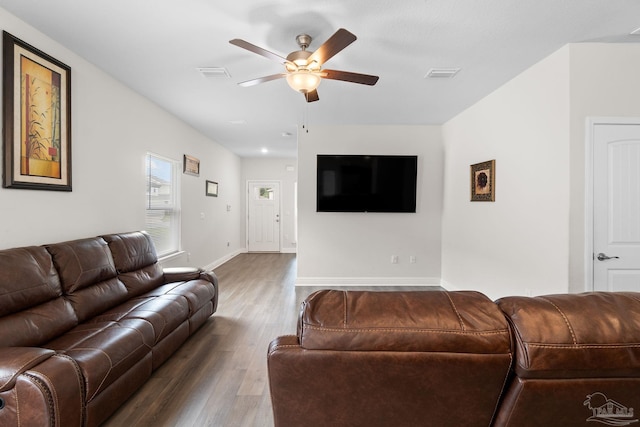 124 Polo Ter, Pensacola, FL 32534 - living area with ceiling fan, wood finished floors, and baseboards