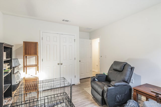 living area featuring light wood-type flooring