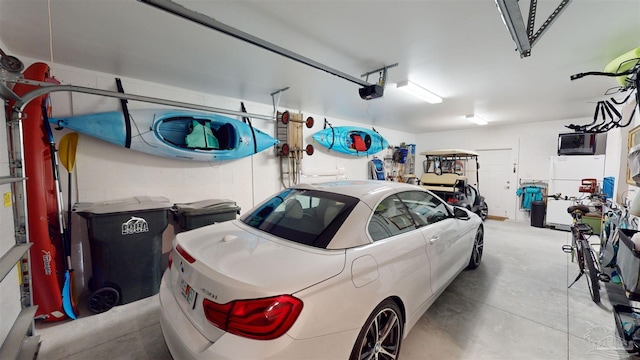 garage with a garage door opener