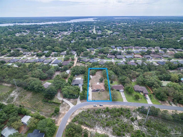 aerial perspective of suburban area with property boundaries highlighted