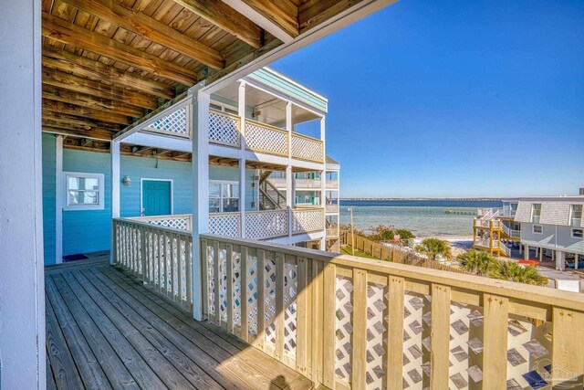 deck with a water view