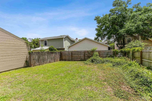 view of yard with a fenced backyard