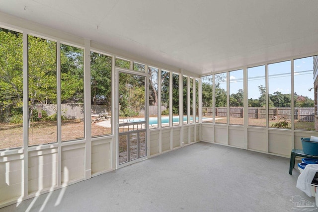 view of unfurnished sunroom