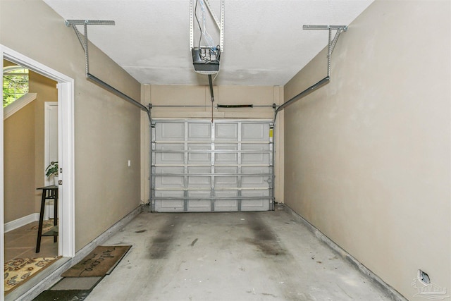 garage with a garage door opener