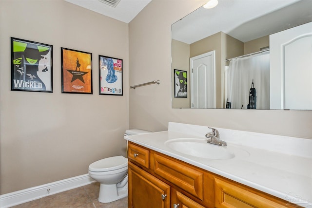 bathroom with tile patterned floors, vanity, and toilet