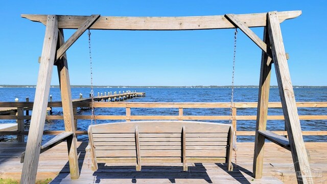 dock area featuring a water view