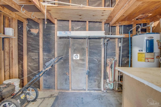 basement with water heater