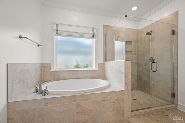6264 Howie Way, Pace, FL 32571 - full bath featuring a garden tub, a stall shower, and crown molding