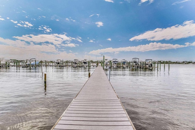 view of dock featuring a water view