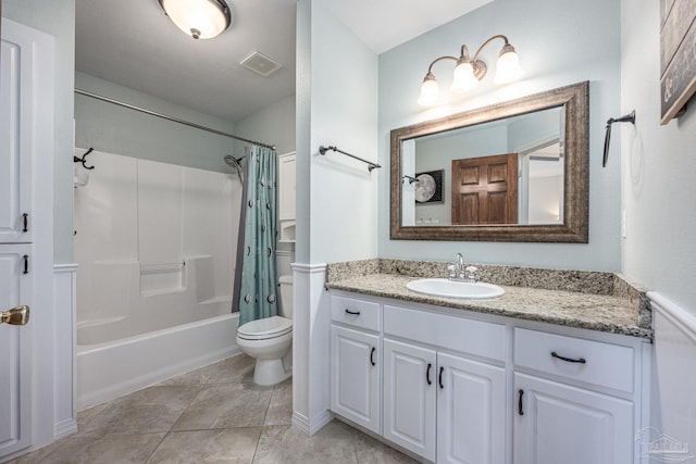 2205 Valle Escondido Dr, Pensacola, FL 32526 - full bathroom with shower / bath combination with curtain, vanity, and toilet