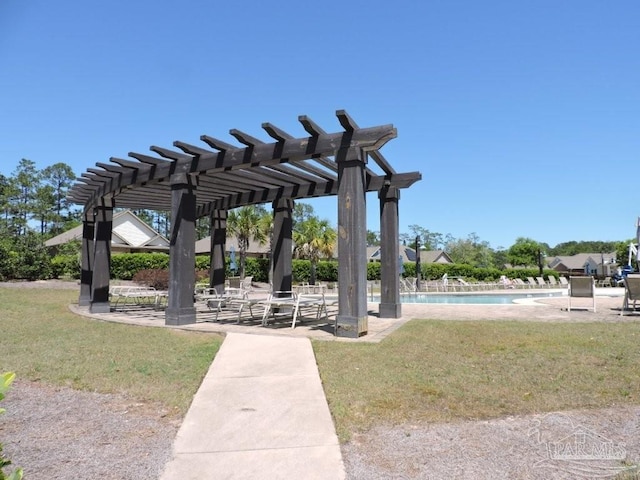 3842 James Stovall St, Pensacola, FL 32526 - view of home's community with a swimming pool, a yard, a pergola, and a patio area