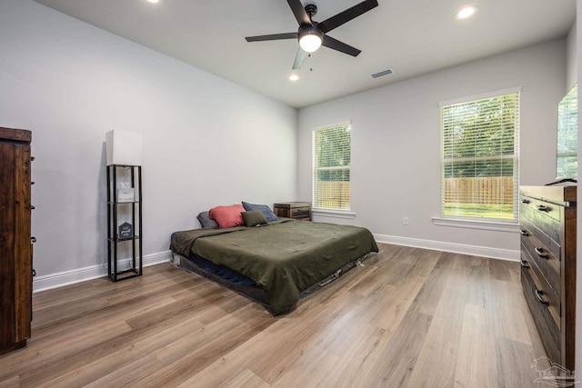 3248 Mountain Laurel Trl, Cantonment, FL 32533 - bedroom featuring wood finished floors, recessed lighting, and ceiling fan