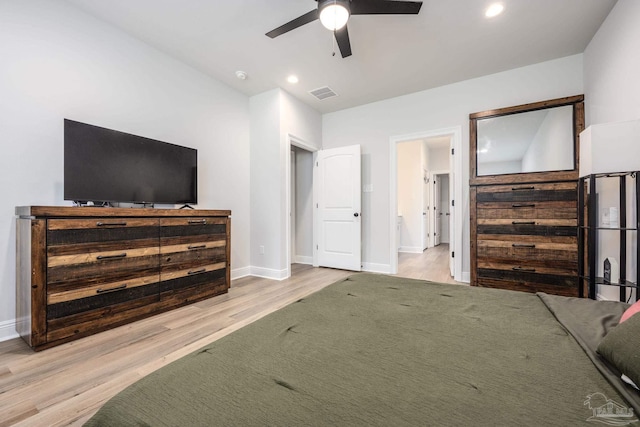 3248 Mountain Laurel Trl, Cantonment, FL 32533 - bedroom featuring wood finished floors, recessed lighting, and a ceiling fan