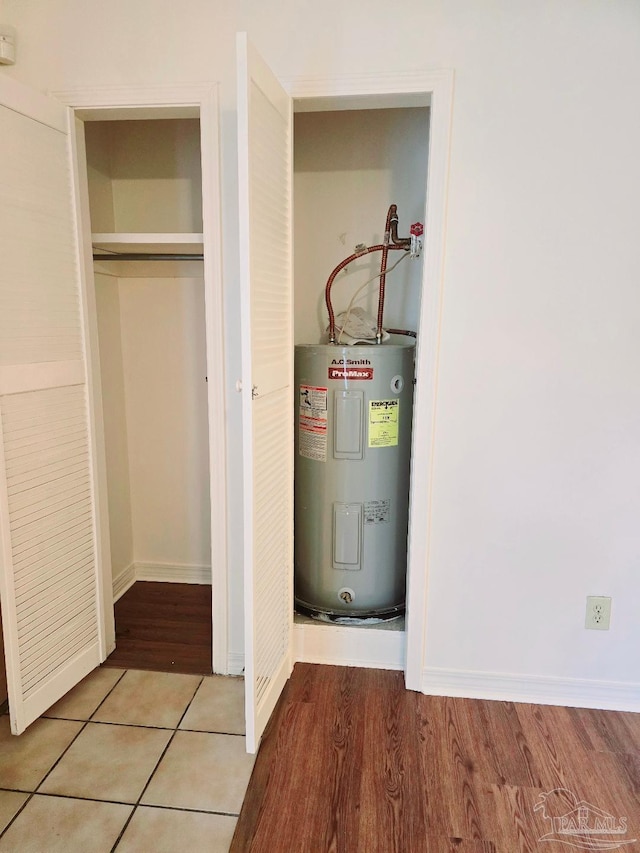 utility room featuring water heater