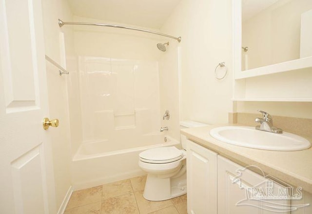 8679 High School Blvd, Navarre, FL 32566 - full bathroom featuring toilet, tile patterned floors,  shower combination, and vanity