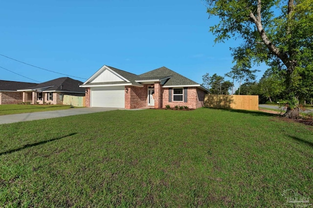 7917 Twin Lake Dr, Milton, FL 32583 - ranch-style house featuring brick siding, concrete driveway, and a garage