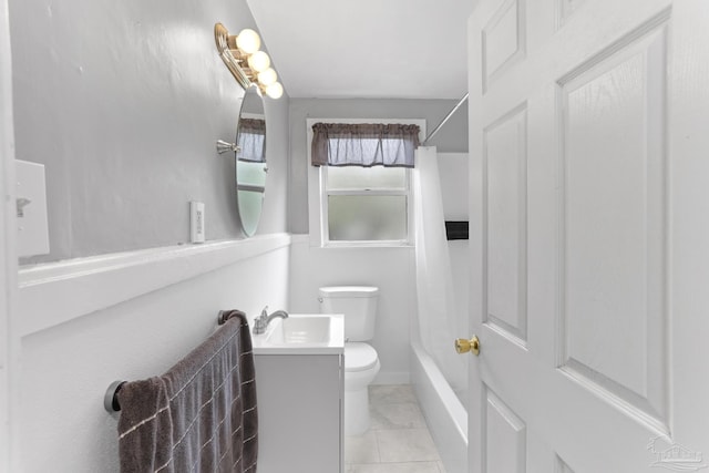 full bathroom featuring tile patterned floors, toilet, and vanity