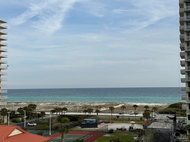 property view of water featuring a view of the beach