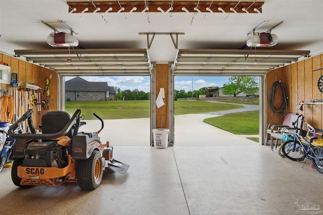 garage with a garage door opener