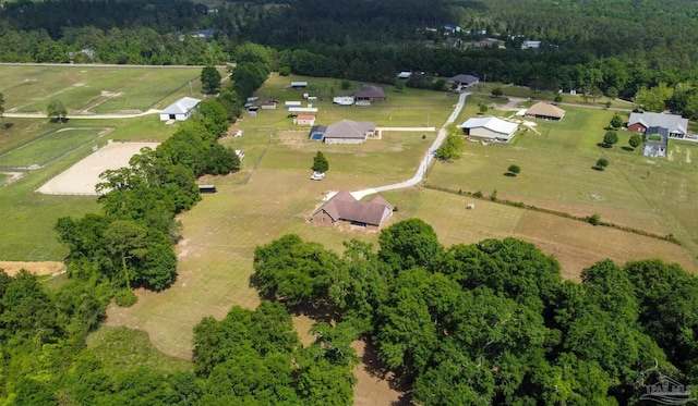 aerial view with a rural view and a forest view