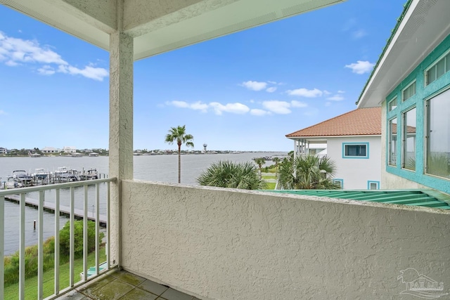 balcony with a water view