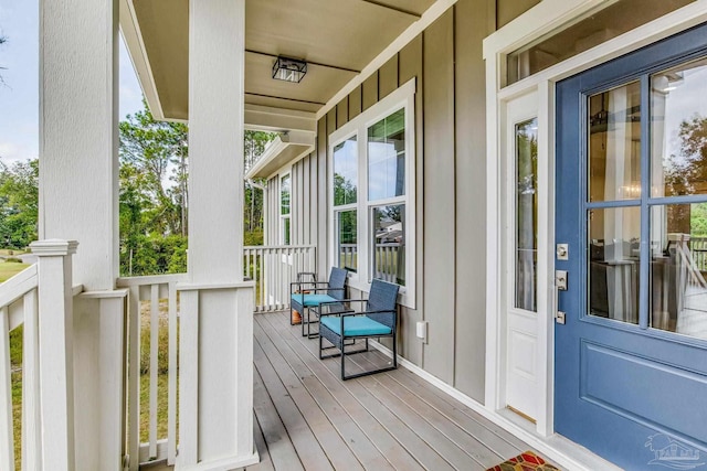 deck featuring a porch