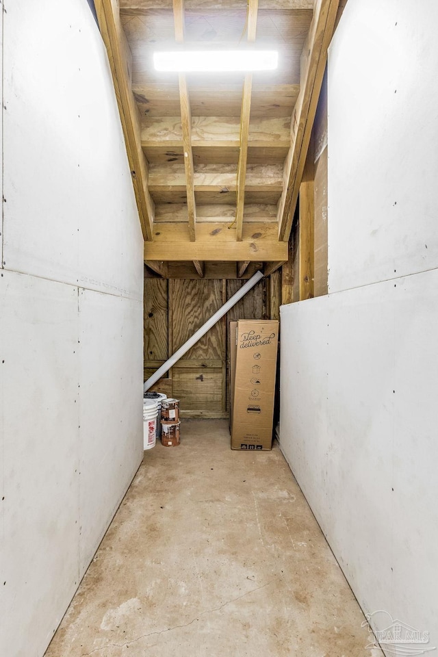 view of unfinished attic