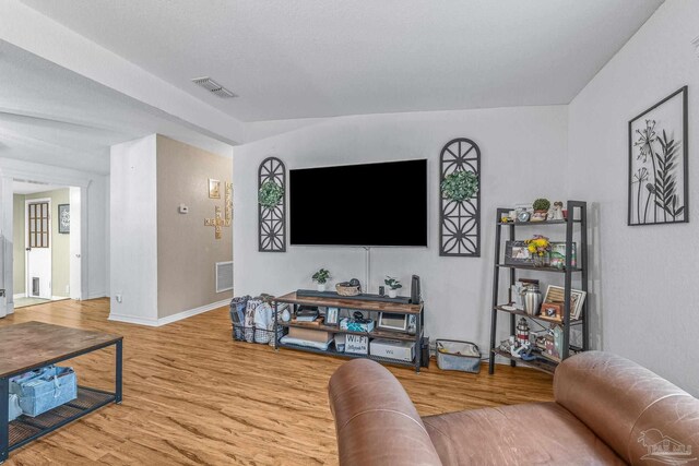 living room with wood-type flooring