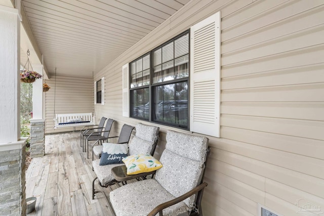 wooden deck with covered porch