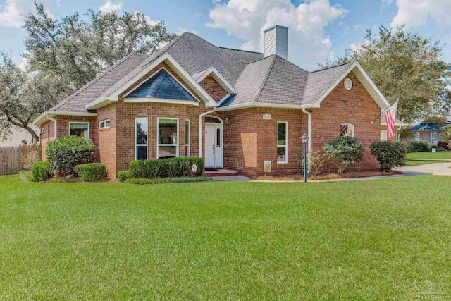 view of front of home with a front yard