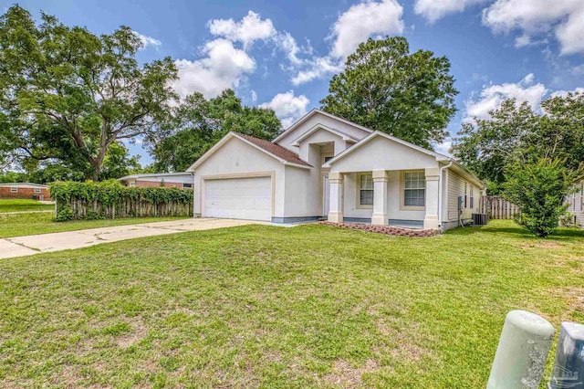 8187 Lode Star Ave, Pensacola, FL 32514 - ranch-style home with a garage, concrete driveway, central AC, and stucco siding