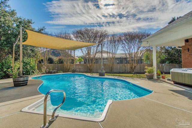 view of swimming pool featuring a patio area and central AC