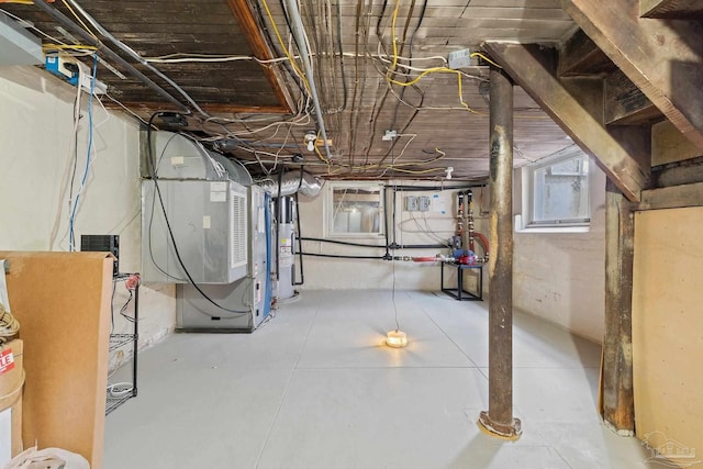 basement with water heater