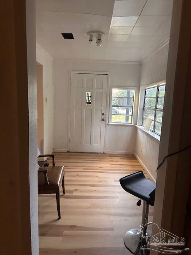 entrance foyer with light hardwood / wood-style floors