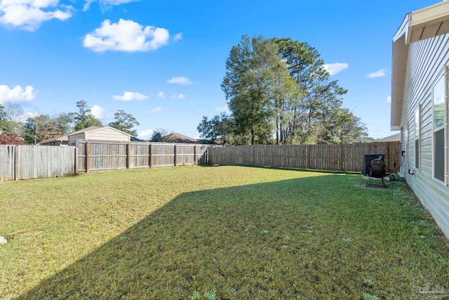 view of yard featuring a fenced backyard