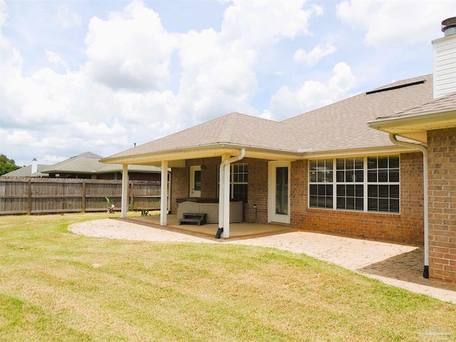 4814 Belvedere Cir, Pace, FL 32571 - rear view of property with a patio, brick siding, a shingled roof, and a chimney