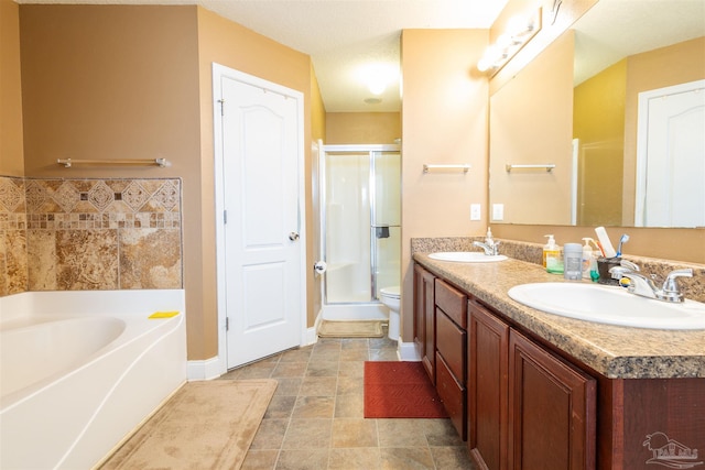 2546 Stormy Cir, Navarre, FL 32566 - bathroom featuring a sink, baseboards, a shower stall, and double vanity