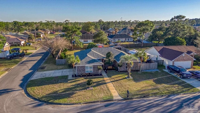 aerial view with a residential view