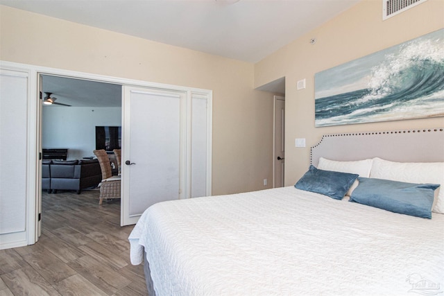 bedroom featuring light hardwood / wood-style flooring